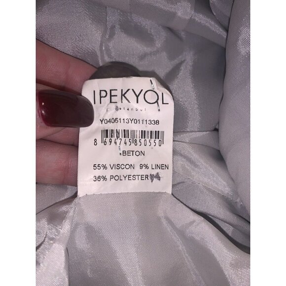 IPEKYOL Gray White Striped One Button Linen Blend Casual Career Blazer Size 8 - Picture 9 of 12